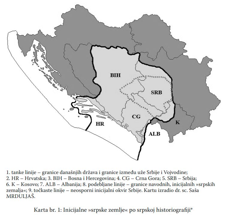 Karta Inicijalne srpske zemlje S. Mrduljas